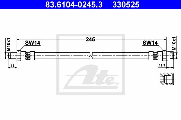 Bremsschlauch Hinterachse ATE 83.6104-0245.3 von ATE