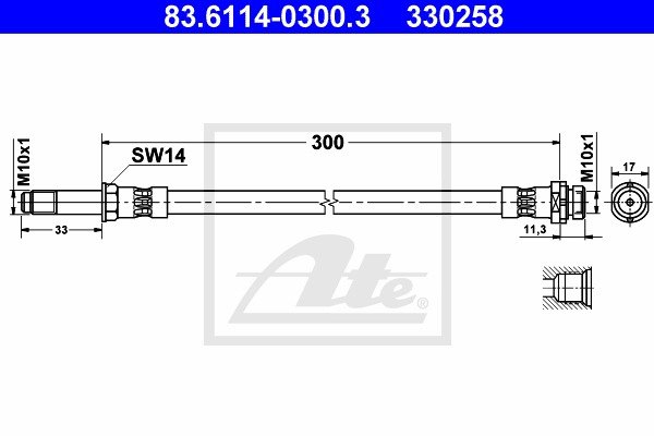 Bremsschlauch Hinterachse ATE 83.6114-0300.3 von ATE