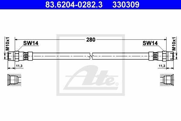 Bremsschlauch Hinterachse ATE 83.6204-0282.3 von ATE