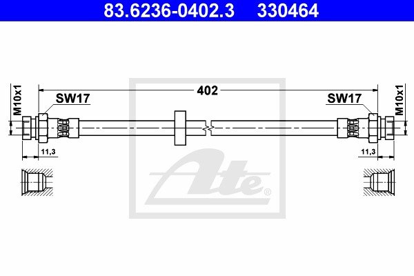 Bremsschlauch Hinterachse ATE 83.6236-0402.3 von ATE