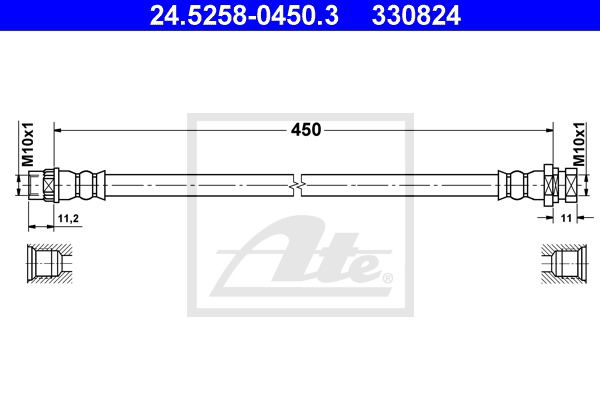 Bremsschlauch Hinterachse links ATE 24.5258-0450.3 von ATE