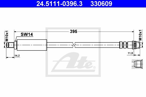 Bremsschlauch Vorderachse ATE 24.5111-0396.3 von ATE