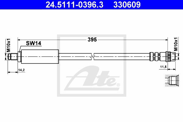Bremsschlauch Vorderachse ATE 24.5111-0396.3 von ATE