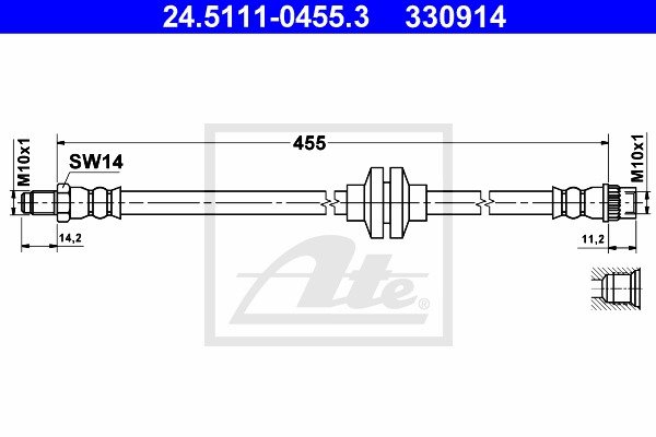 Bremsschlauch Vorderachse ATE 24.5111-0455.3 von ATE