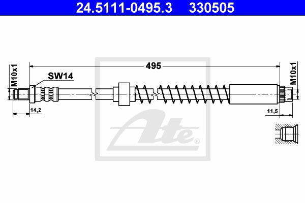 Bremsschlauch Vorderachse ATE 24.5111-0495.3 von ATE