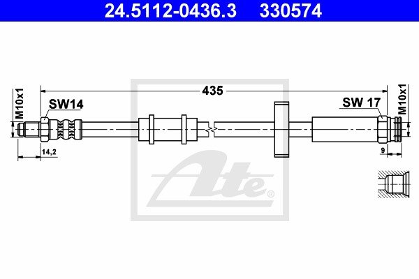 Bremsschlauch Vorderachse ATE 24.5112-0436.3 von ATE