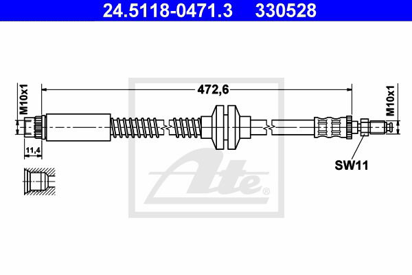 Bremsschlauch Vorderachse ATE 24.5118-0471.3 von ATE