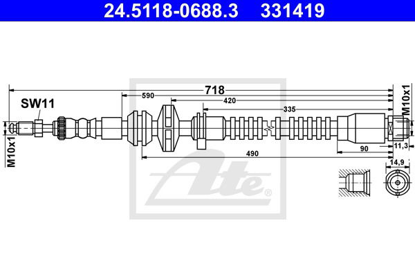 Bremsschlauch Vorderachse ATE 24.5118-0688.3 von ATE