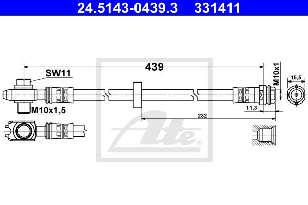 Bremsschlauch Vorderachse ATE 24.5143-0439.3 von ATE