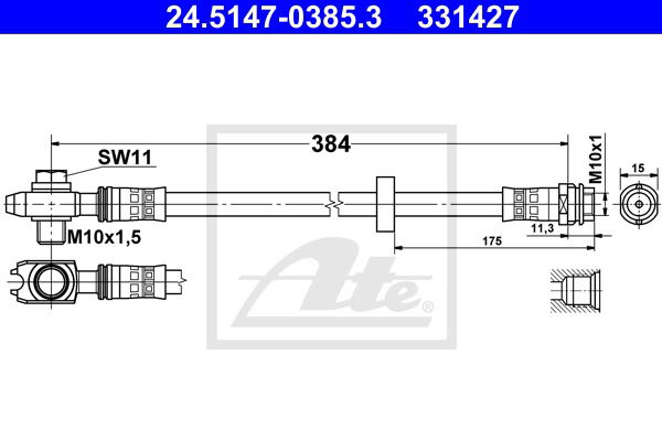 Bremsschlauch Vorderachse ATE 24.5147-0385.3 von ATE