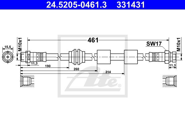 Bremsschlauch Vorderachse ATE 24.5205-0461.3 Bremsschlauch Vorderachse ATE 24.5205-0461.3 von ATE