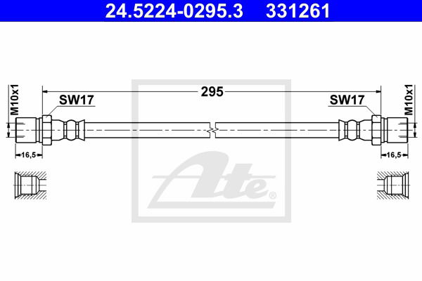 Bremsschlauch Vorderachse ATE 24.5224-0295.3 von ATE