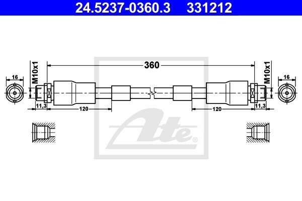 Bremsschlauch Vorderachse ATE 24.5237-0360.3 von ATE