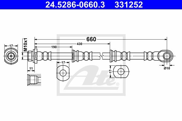 Bremsschlauch Vorderachse ATE 24.5286-0660.3 von ATE