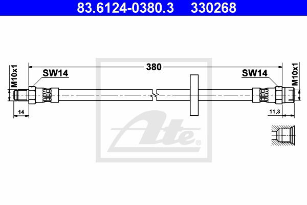 Bremsschlauch Vorderachse ATE 83.6124-0380.3 von ATE