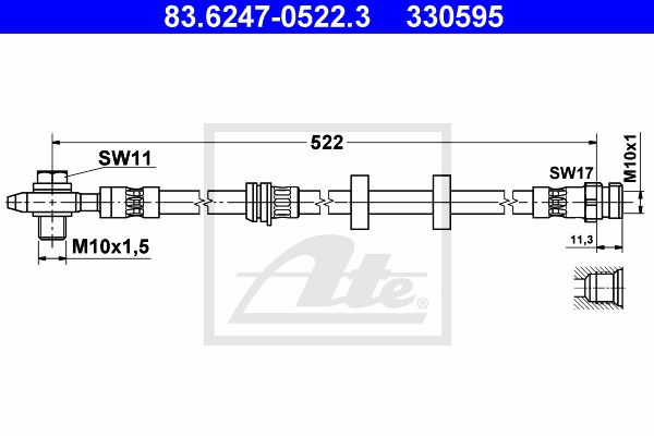 Bremsschlauch Vorderachse ATE 83.6247-0522.3 Bremsschlauch Vorderachse ATE 83.6247-0522.3 von ATE