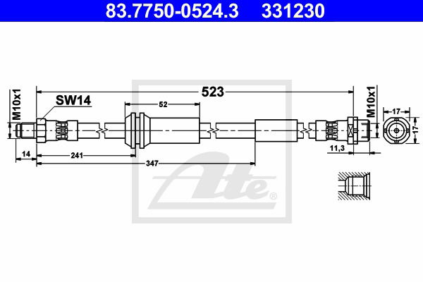 Bremsschlauch Vorderachse ATE 83.7750-0524.3 von ATE