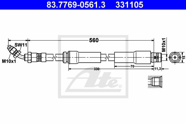 Bremsschlauch Vorderachse ATE 83.7769-0561.3 Bremsschlauch Vorderachse ATE 83.7769-0561.3 von ATE
