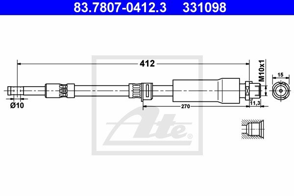 Bremsschlauch Vorderachse ATE 83.7807-0412.3 von ATE