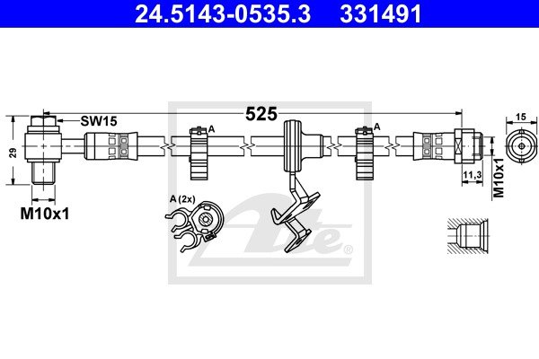 Bremsschlauch Vorderachse links ATE 24.5143-0535.3 von ATE