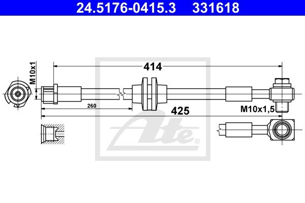Bremsschlauch Vorderachse links ATE 24.5176-0415.3 von ATE