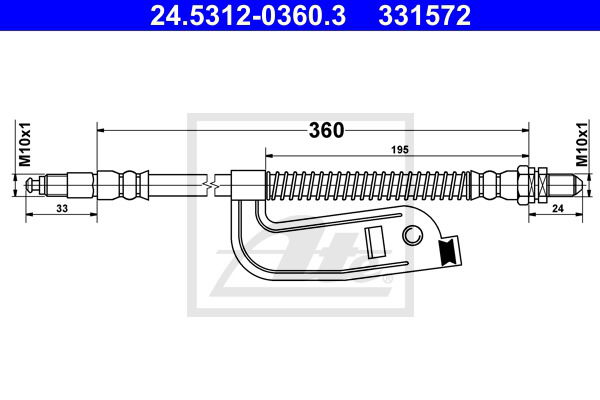 Bremsschlauch Vorderachse links ATE 24.5312-0360.3 von ATE