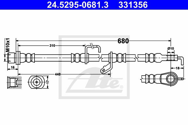 Bremsschlauch Vorderachse rechts ATE 24.5295-0681.3 Bremsschlauch Vorderachse rechts ATE 24.5295-0681.3 von ATE