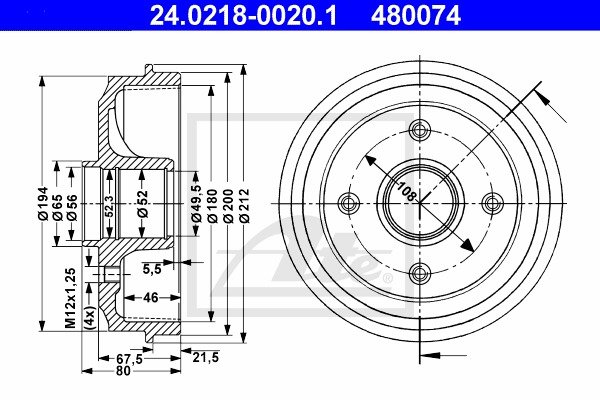 Bremstrommel Hinterachse ATE 24.0218-0020.1 von ATE