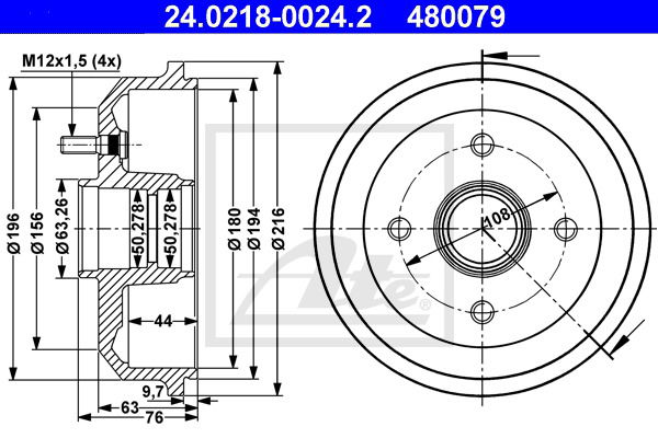 Bremstrommel Hinterachse ATE 24.0218-0024.2 von ATE
