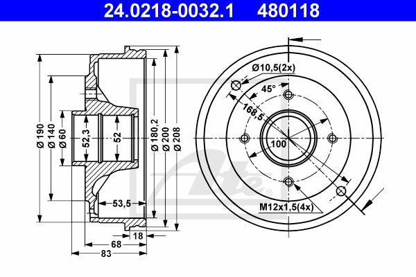 Bremstrommel Hinterachse ATE 24.0218-0032.1 Bremstrommel Hinterachse ATE 24.0218-0032.1 von ATE