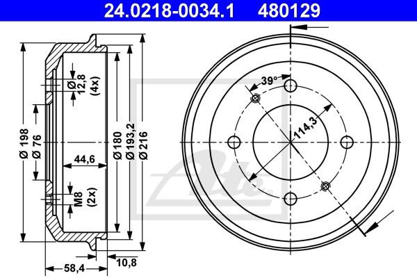 Bremstrommel Hinterachse ATE 24.0218-0034.1 von ATE