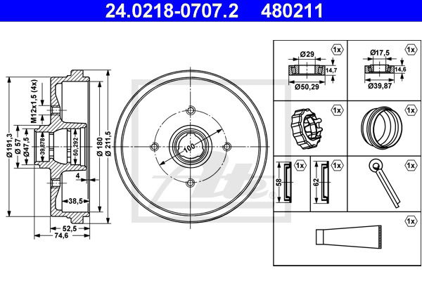 Bremstrommel Hinterachse ATE 24.0218-0707.2 Bremstrommel Hinterachse ATE 24.0218-0707.2 von ATE