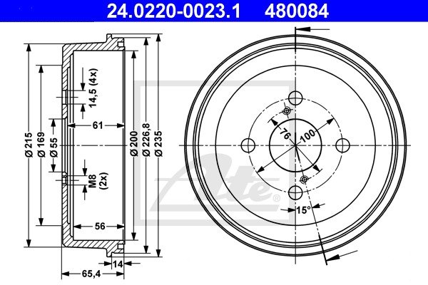 Bremstrommel Hinterachse ATE 24.0220-0023.1 von ATE