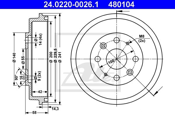 Bremstrommel Hinterachse ATE 24.0220-0026.1 von ATE