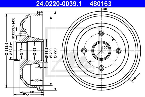 Bremstrommel Hinterachse ATE 24.0220-0039.1 Bremstrommel Hinterachse ATE 24.0220-0039.1 von ATE