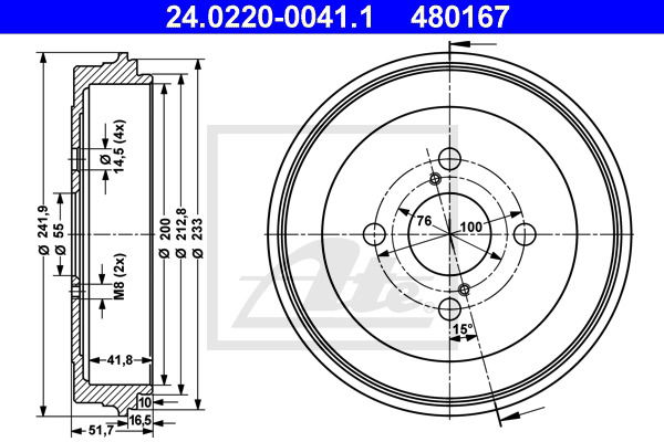 Bremstrommel Hinterachse ATE 24.0220-0041.1 Bremstrommel Hinterachse ATE 24.0220-0041.1 von ATE