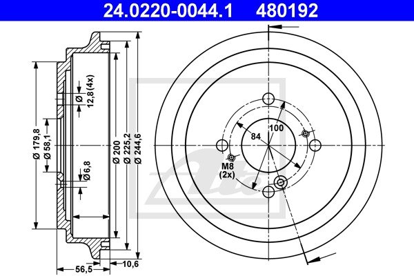 Bremstrommel Hinterachse ATE 24.0220-0044.1 von ATE