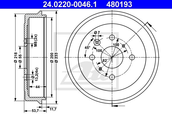 Bremstrommel Hinterachse ATE 24.0220-0046.1 von ATE