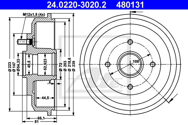 Bremstrommel Hinterachse ATE 24.0220-3020.2 Bremstrommel Hinterachse ATE 24.0220-3020.2 von ATE