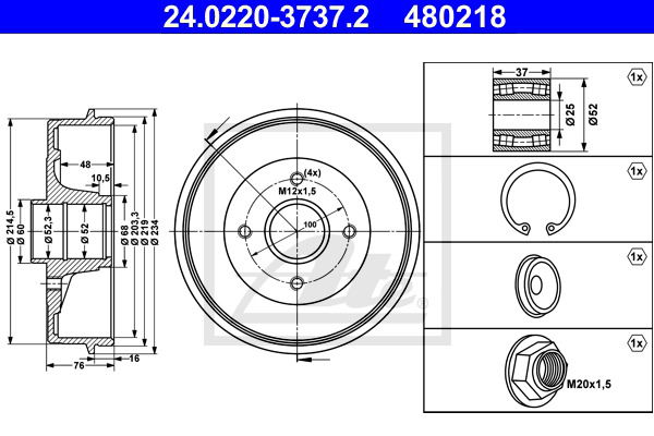 Bremstrommel Hinterachse ATE 24.0220-3737.2 Bremstrommel Hinterachse ATE 24.0220-3737.2 von ATE