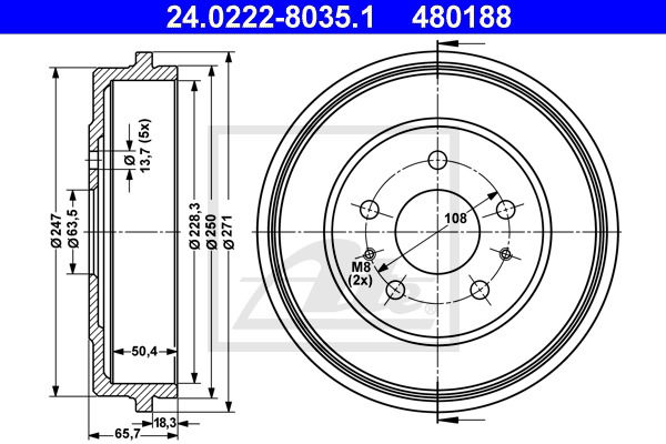 Bremstrommel Hinterachse ATE 24.0222-8035.1 Bremstrommel Hinterachse ATE 24.0222-8035.1 von ATE
