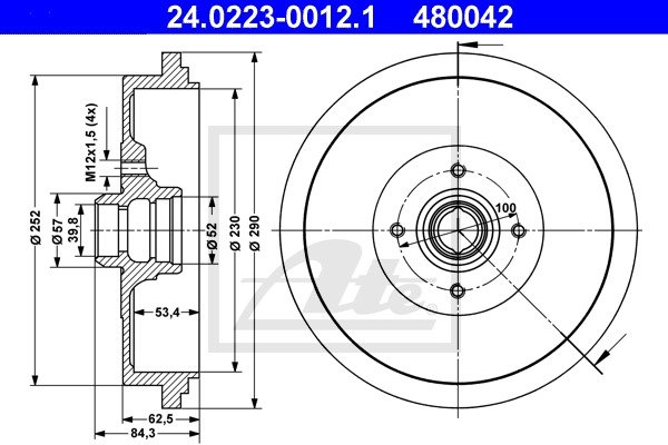 Bremstrommel Hinterachse ATE 24.0223-0012.1 von ATE