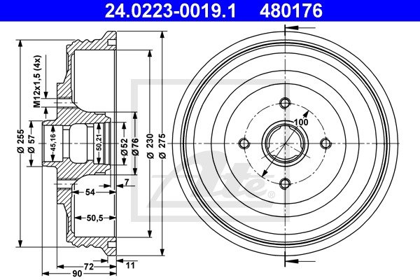 Bremstrommel Hinterachse ATE 24.0223-0019.1 von ATE