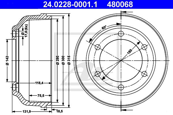 Bremstrommel Hinterachse ATE 24.0228-0001.1 Bremstrommel Hinterachse ATE 24.0228-0001.1 von ATE