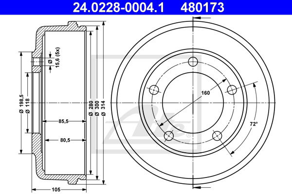 Bremstrommel Hinterachse ATE 24.0228-0004.1 Bremstrommel Hinterachse ATE 24.0228-0004.1 von ATE