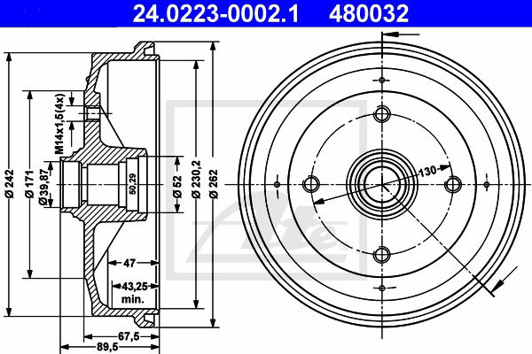 Bremstrommel Vorderachse ATE 24.0223-0002.1 Bremstrommel Vorderachse ATE 24.0223-0002.1 von ATE