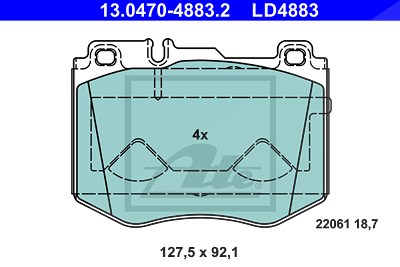 Ate CERAMIC Bremsbelagsatz vorne [Hersteller-Nr. 13.0470-4883.2] für Mercedes-Benz von ATE