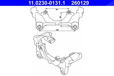 Ate Halter, Bremssattel [Hersteller-Nr. 11.0230-0131.1] für Audi, Seat, Skoda, VW von ATE