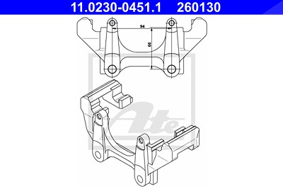 Ate Halter, Bremssattel [Hersteller-Nr. 11.0230-0451.1] für Audi, Seat, Skoda, VW von ATE