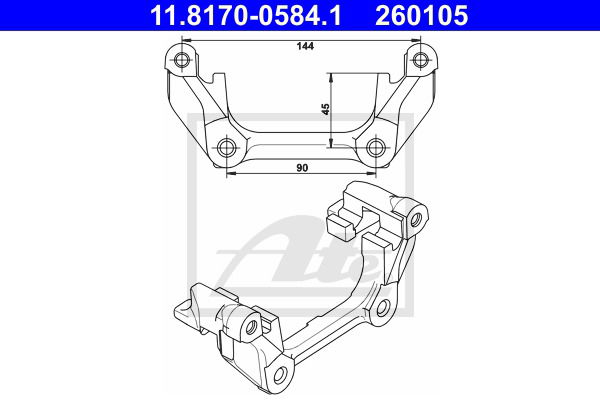 Halter, Bremssattel Hinterachse ATE 11.8170-0584.1 von ATE